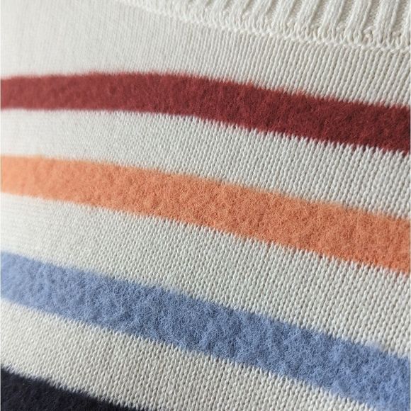Oversized LOFT Fuzzy Striped Sweater Whipped Cream Multi New. S - Picture 12 of 14